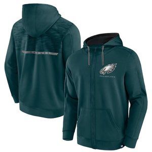 Philadelphia Eagles Fanatics Defender Evo Full-Zip Hoodie; Midnight Grn; XL